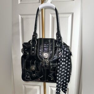 LARGE PATTON LEATHER LONDON FOG SHOULDER BAG